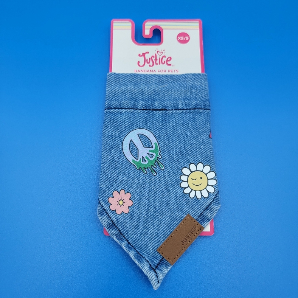 Justice Denim Bandana For Pets Size Xtra Small - Small Dogs Cats Blue Jean New